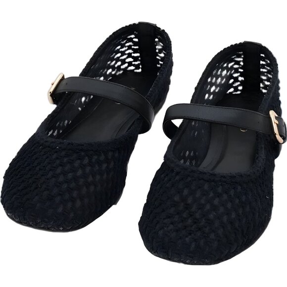 Arezzo Abby Woven Mary Jane Ballet Flats Black Women's US 11M - Picture 5 of 6